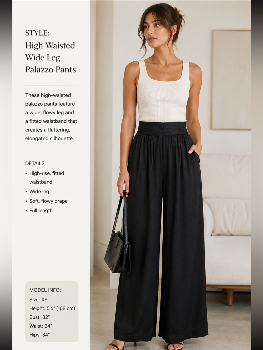 New MICA’S Hight Rise WIDE Leg Palazzo Pants Sz XS